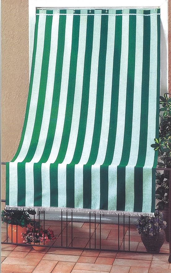 Tenda da sole per porta con anelli 250x140 cm riga verde T1372910/D