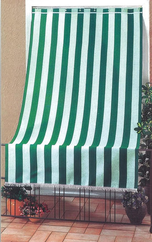 Tenda da sole per porta con anelli 300x140 cm riga verde T1372911/D