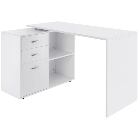 Easycomfort Scrivania Angolare per Computer da Ufficio con Cassettiera 117×83.5×76cm Bianco