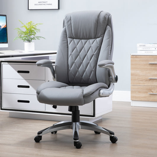 EASYCOMFORT  Sedia da Ufficio Ergonomica con Imbottitura, Altezza Regolabile e 5 Ruote, 69.5x76x113-121 cm, Grigio