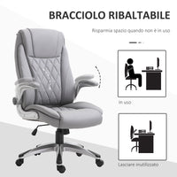 EASYCOMFORT  Sedia da Ufficio Ergonomica con Imbottitura, Altezza Regolabile e 5 Ruote, 69.5x76x113-121 cm, Grigio