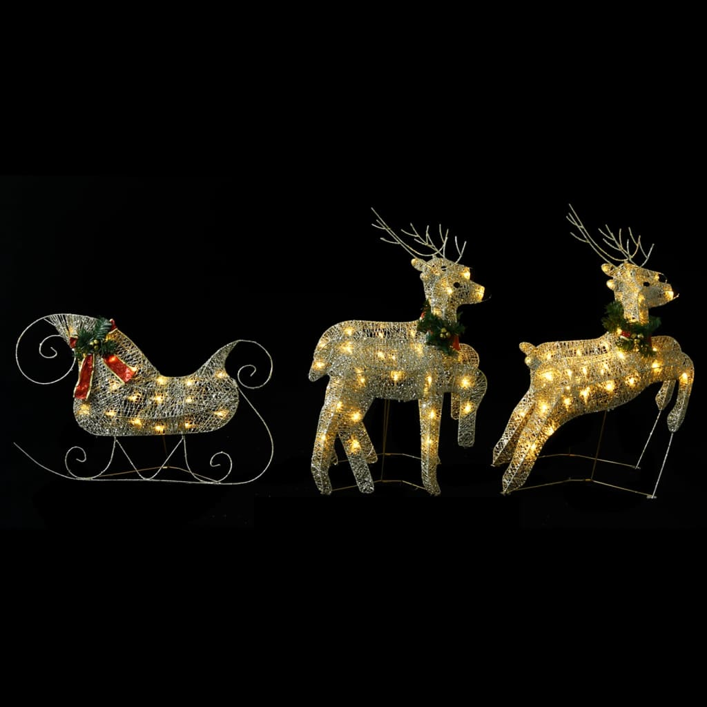 Renne e Slitta Decorazione Natalizia per Esterni 100 LED Oro