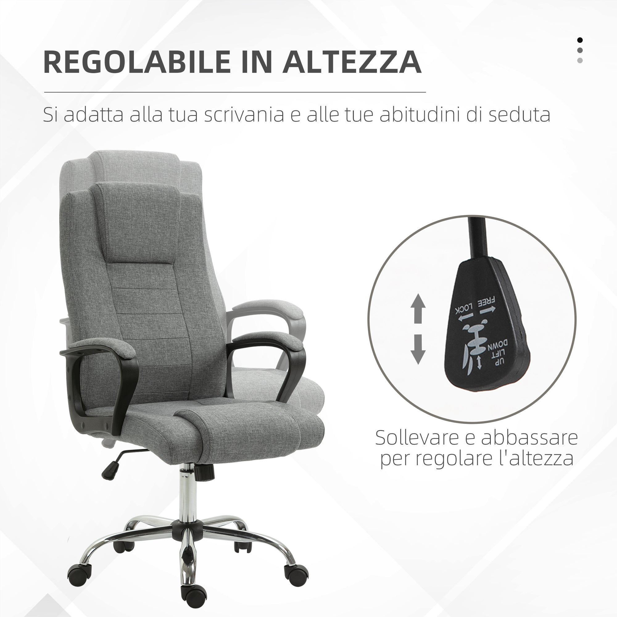 EasyComfort Sedia da Ufficio Presidenziale Ergonomica Basculante e Imbottita con Altezza e Inclinazione Regolabile, 62 x 76 x 110-119cm