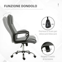 EasyComfort Sedia da Ufficio Presidenziale Ergonomica Basculante e Imbottita con Altezza e Inclinazione Regolabile, 62 x 76 x 110-119cm