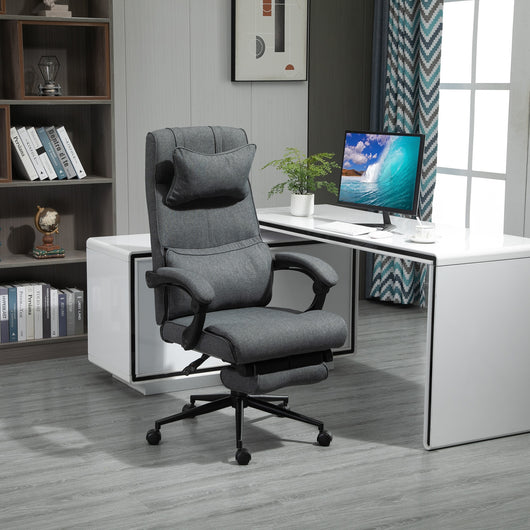 EASYCOMFORT  Sedia da Ufficio Ergonomica ad Altezza Regolabile con Braccioli e Poggiapiedi, 66x70x115-123 cm, Grigia