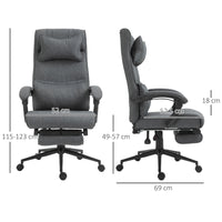 EASYCOMFORT  Sedia da Ufficio Ergonomica ad Altezza Regolabile con Braccioli e Poggiapiedi, 66x70x115-123 cm, Grigia