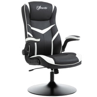 Easycomfort Poltrona da Gaming da Ufficio Ergonomica, Altezza Regolabile, Base Fissa, Braccioli Pieghevoli Nero e Bianco