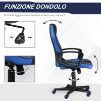 Easycomfort Sedia Gaming Ergonomica, Poltrona da Ufficio Girevole con Rotelle in Pelle PU Nera e Blu, Altezza Regolabile