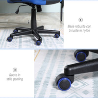 Easycomfort Sedia Gaming Ergonomica, Poltrona da Ufficio Girevole con Rotelle in Pelle PU Nera e Blu, Altezza Regolabile