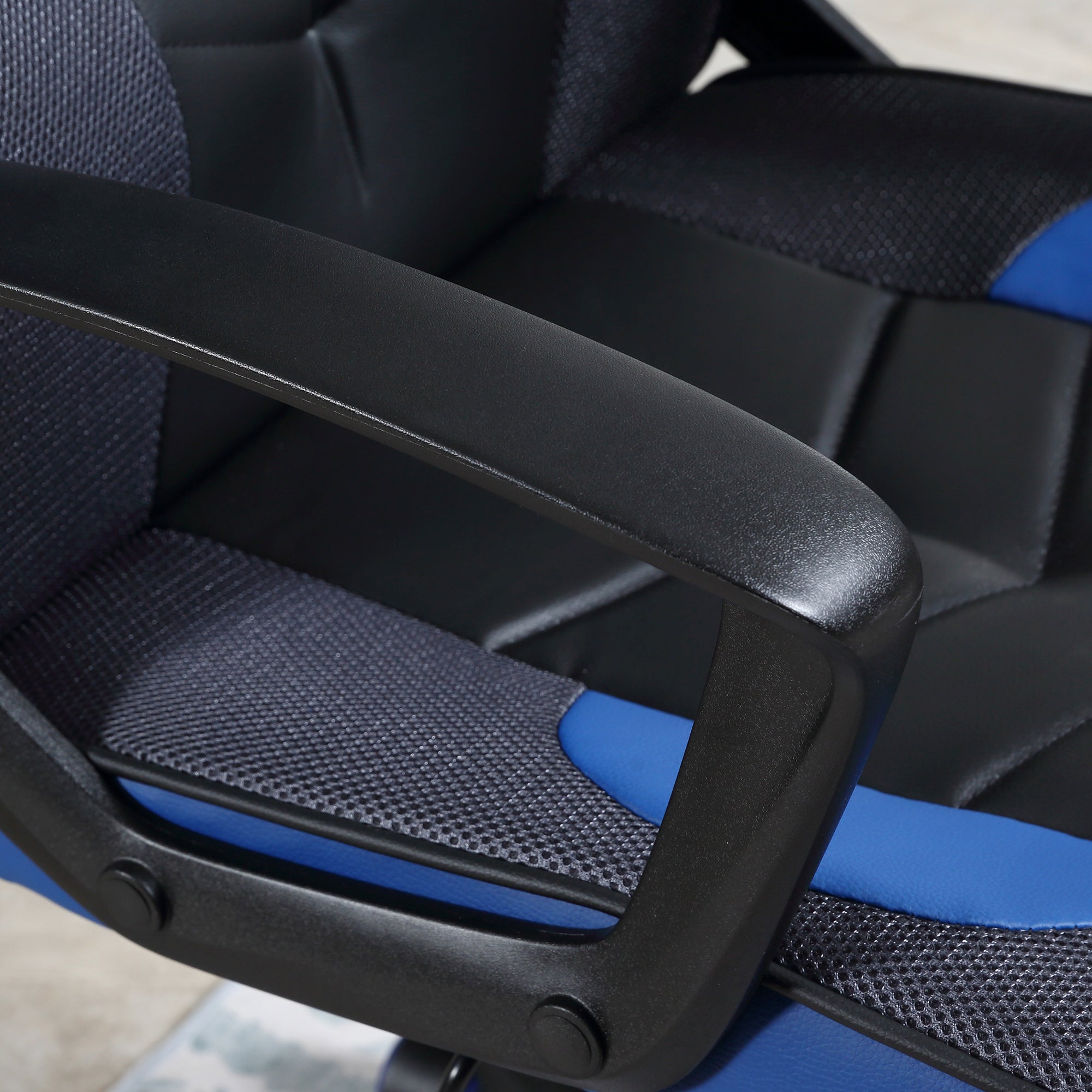 Easycomfort Sedia Gaming Ergonomica, Poltrona da Ufficio Girevole con Rotelle in Pelle PU Nera e Blu, Altezza Regolabile