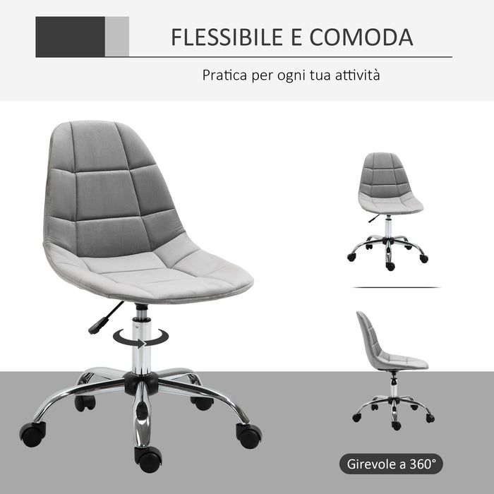 EasyComfort Sedia Girevole , Design Ergonomico e Regolabile Senza Braccioli, Grigio, 59x59x81-91cm