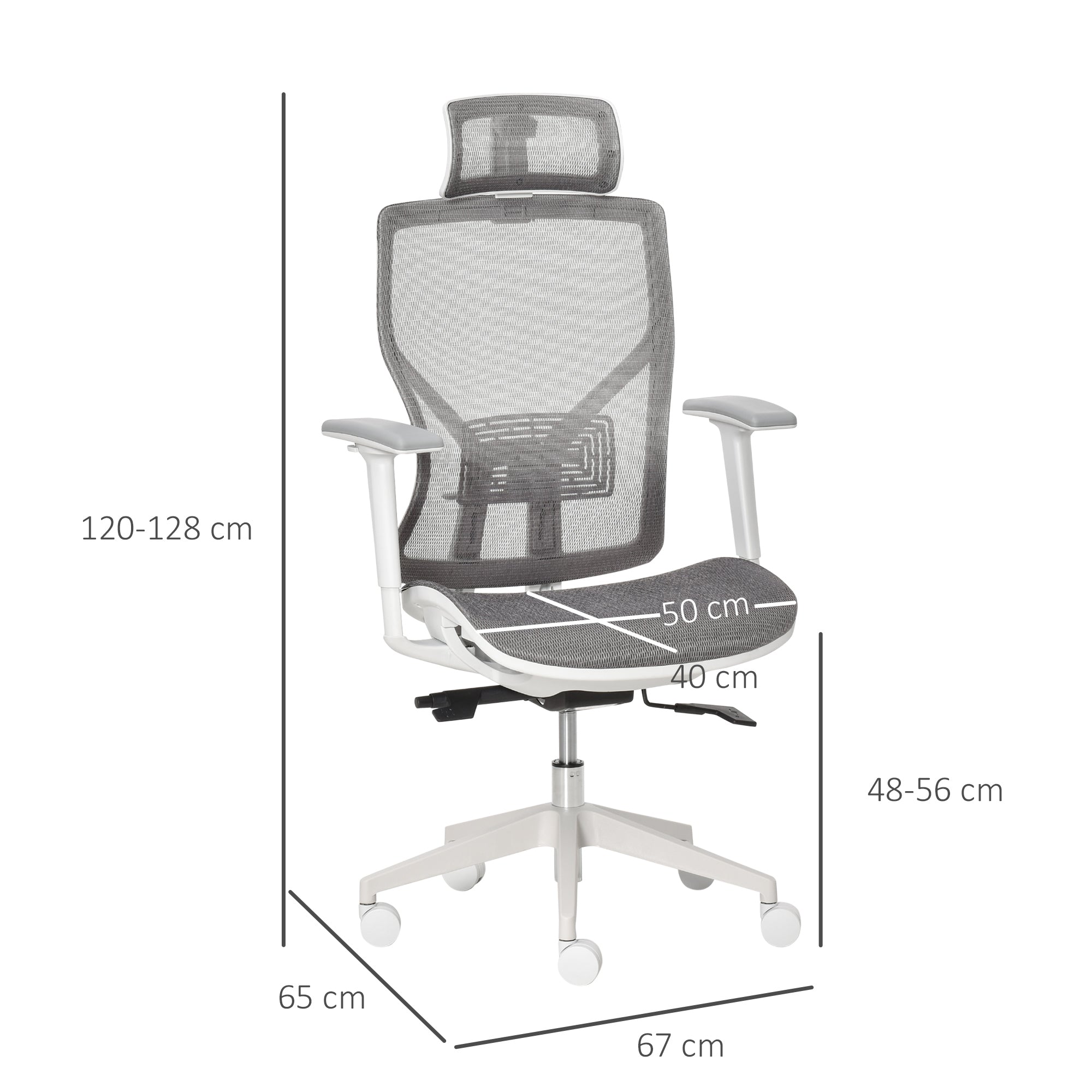 EASYCOMFORT  Sedia Ergonomica da Altezza e inclinazione Regolabili con Braccioli Regolabili- Grigio