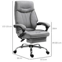 EasyComfort Sedia da Ufficio Ergonomica Girevole, Sedia da Scrivania con Rotelle, Poggiapiedi Retrattile e Reclinabile 135°, Altezza Regolabile, Grigio