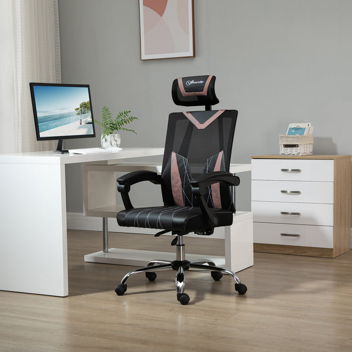 EASYCOMFORT  Sedia da Ufficio Ergonomica con Supporto Lombare e Cervicale, Altezza Regolabile e Inclinazione, 58x62.5x112-120cm - Nero