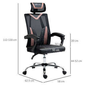 EASYCOMFORT  Sedia da Ufficio Ergonomica con Supporto Lombare e Cervicale, Altezza Regolabile e Inclinazione, 58x62.5x112-120cm - Nero