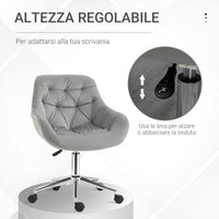 EasyComfort Sedia da Ufficio Ergonomica Girevole con Altezza Regolabile e Ruote, Rivestimento in Velluto - Grigio