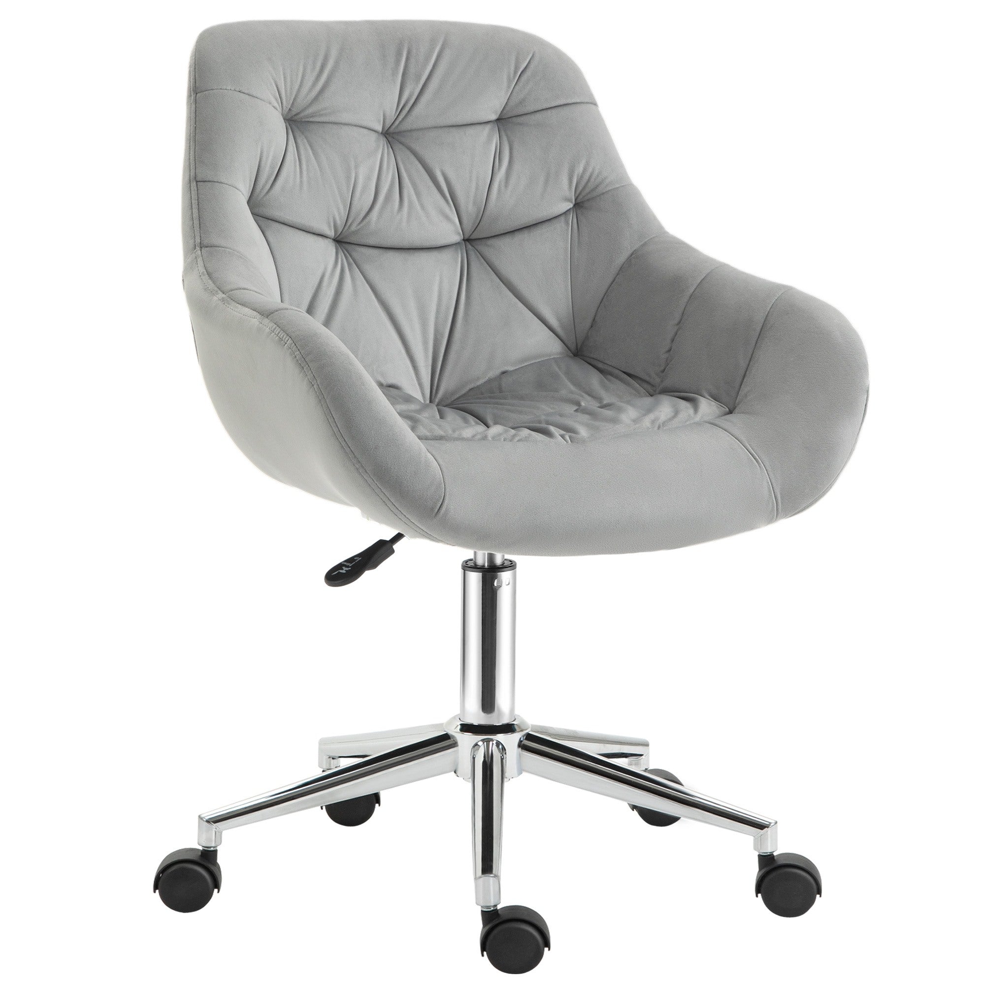 EasyComfort Sedia da Ufficio Ergonomica Girevole con Altezza Regolabile e Ruote, Rivestimento in Velluto - Grigio