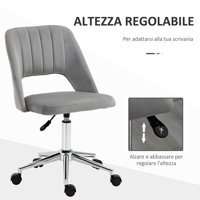 EasyComfort Sedia da Ufficio Ergonomica e Girevole, Sedia Imbottita per Scrivania con Altezza Regolabile, Grigio 49x54x79-91cm