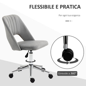 EasyComfort Sedia da Ufficio Ergonomica e Girevole, Sedia Imbottita per Scrivania con Altezza Regolabile, Grigio 49x54x79-91cm