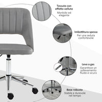 EasyComfort Sedia da Ufficio Ergonomica e Girevole, Sedia Imbottita per Scrivania con Altezza Regolabile, Grigio 49x54x79-91cm