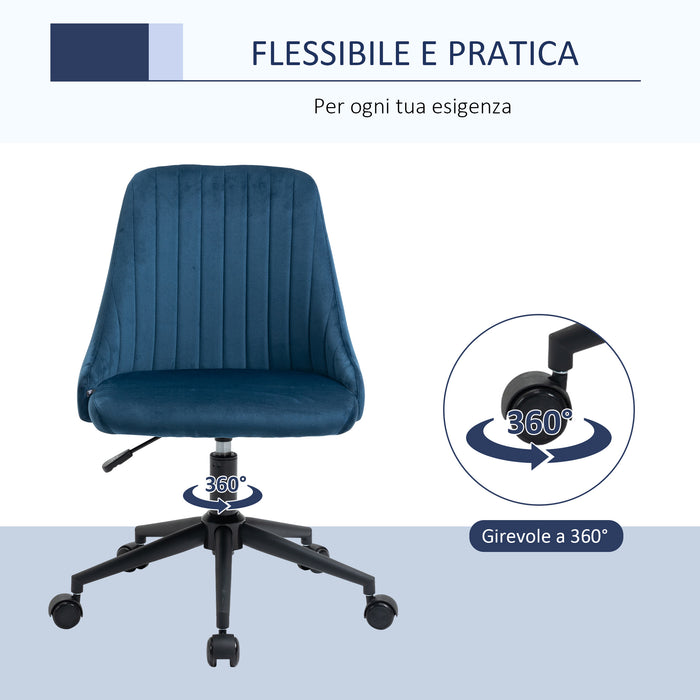 EASYCOMFORT  Sedia da Ufficio ergonomica girevole con altezza regolabile in velluto - Blu