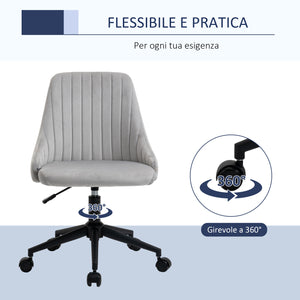 EASYCOMFORT  Sedia da Ufficio ergonomica girevole con altezza regolabile in Velluto - Grigio