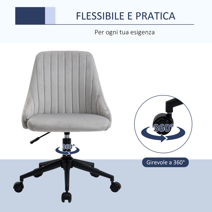 EASYCOMFORT  Sedia da Ufficio ergonomica girevole con altezza regolabile in Velluto - Grigio