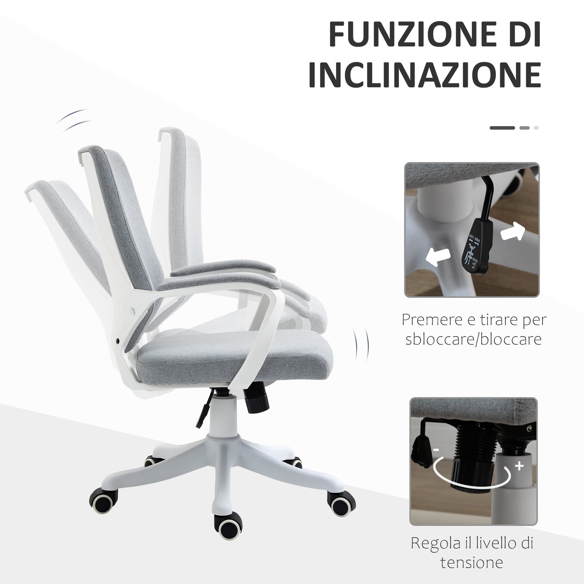 EASYCOMFORT  Sedia da Ufficio Ergonomica con Altezza Regolabile e Funzione Dondolo - Grigio