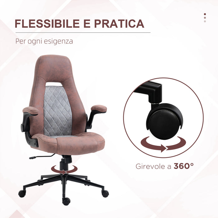 EASYCOMFORT  Sedia da Ufficio Ergonomica con Altezza Regolabile, Braccioli Ribaltabili e 5 Ruote, 67x70x114-124 cm