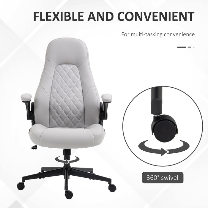 EASYCOMFORT  Sedia da Ufficio Ergonomica con Braccioli Ribaltabili e Altezza Regolabile, 67x70x112-122 cm, Grigio