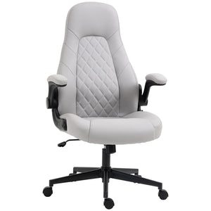 EASYCOMFORT  Sedia da Ufficio Ergonomica con Braccioli Ribaltabili e Altezza Regolabile, 67x70x112-122 cm, Grigio