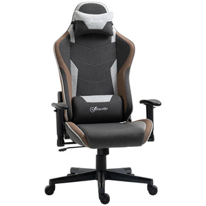 Easycomfort Sedia da Gaming Reclinabile a 150° con Funzione Dondolo, Poggiatesta e Cuscino Lombare, Grigio