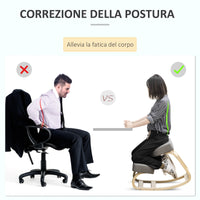 EASYCOMFORT  Sedia Ergonomica con Inginocchiatoio in Legno di Betulla e Cuscino in Gommapiuma e Poliestere, 51x69x58cm, Grigia