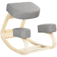 EASYCOMFORT  Sedia Ergonomica con Inginocchiatoio in Legno di Betulla e Cuscino in Gommapiuma e Poliestere, 51x69x58cm, Grigia