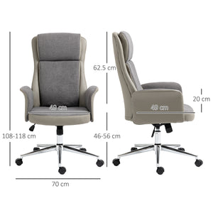 EASYCOMFORT  Sedia da Ufficio Elegante a 2 Tessuti, Sedia Ergonomica ad Altezza Regolabile, 65x72x108-118 cm, Grigia