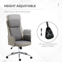 EASYCOMFORT  Sedia da Ufficio Elegante a 2 Tessuti, Sedia Ergonomica ad Altezza Regolabile, 65x72x108-118 cm, Grigia