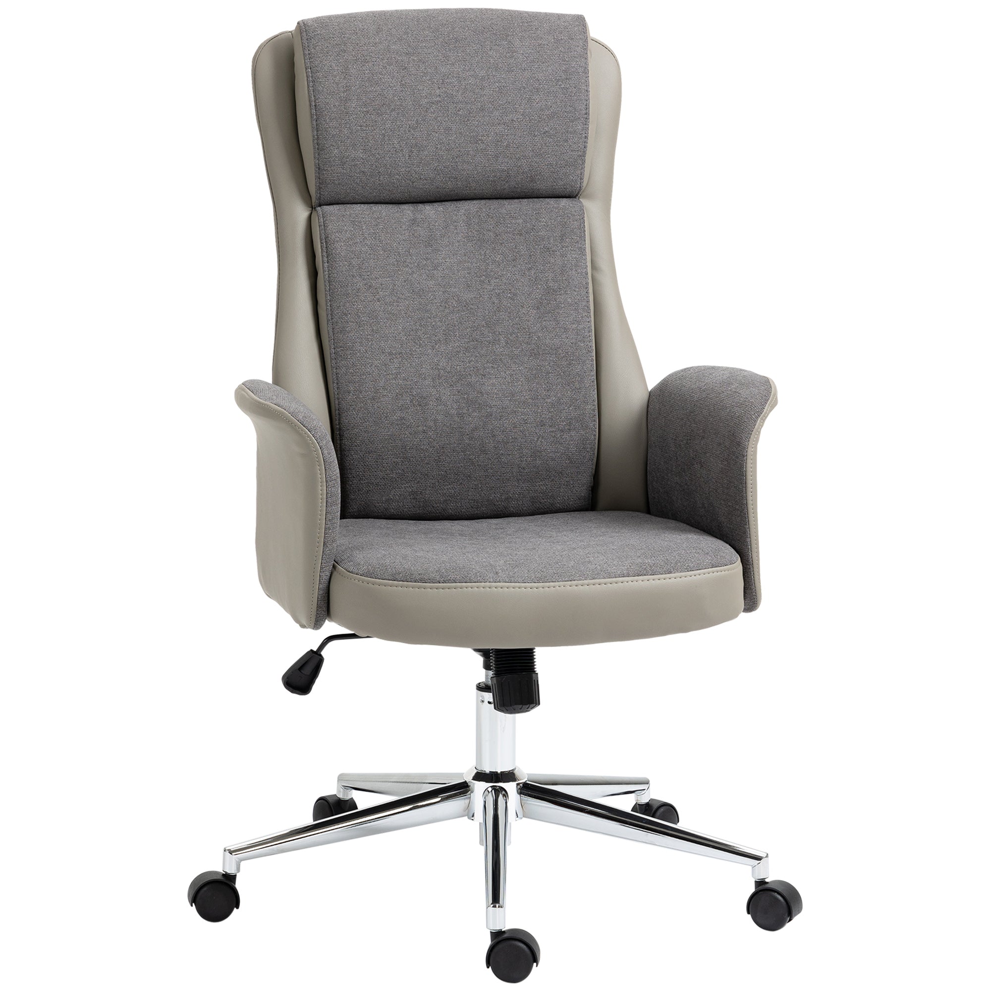 EASYCOMFORT  Sedia da Ufficio Elegante a 2 Tessuti, Sedia Ergonomica ad Altezza Regolabile, 65x72x108-118 cm, Grigia