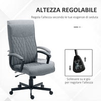 EASYCOMFORT  Sedia da Ufficio Girevole con Funzione Dondolo e Altezza Regolabile, 65x65x102-112.5cm, Grigio