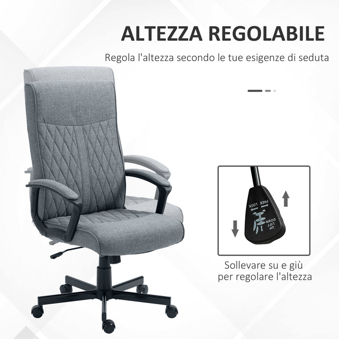 EASYCOMFORT  Sedia da Ufficio Girevole con Funzione Dondolo e Altezza Regolabile, 65x65x102-112.5cm, Grigio