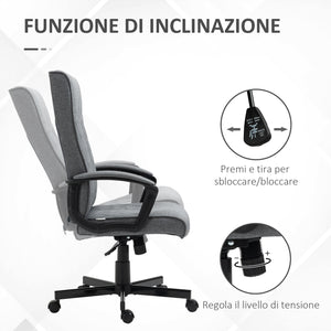 EASYCOMFORT  Sedia da Ufficio Girevole con Funzione Dondolo e Altezza Regolabile, 65x65x102-112.5cm, Grigio