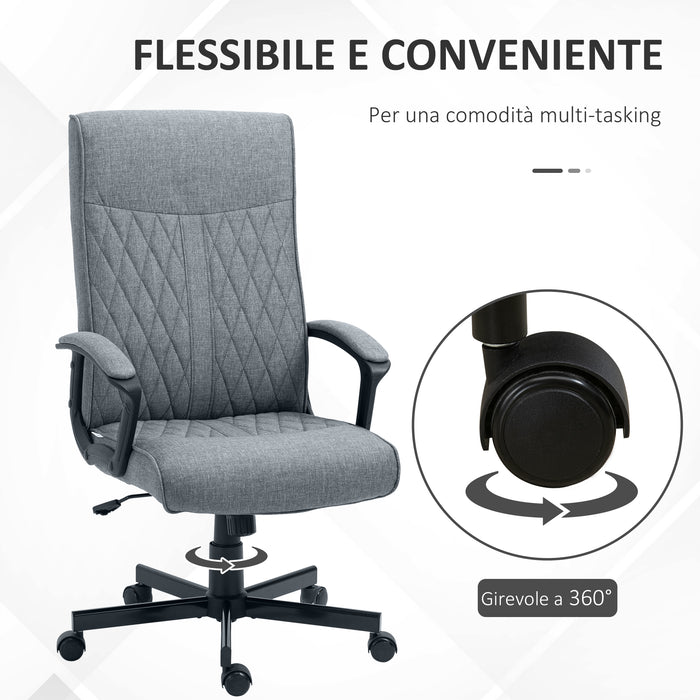 EASYCOMFORT  Sedia da Ufficio Girevole con Funzione Dondolo e Altezza Regolabile, 65x65x102-112.5cm, Grigio