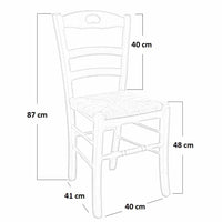 Sedia legno loris con seduta in paglia grezza da verniciare