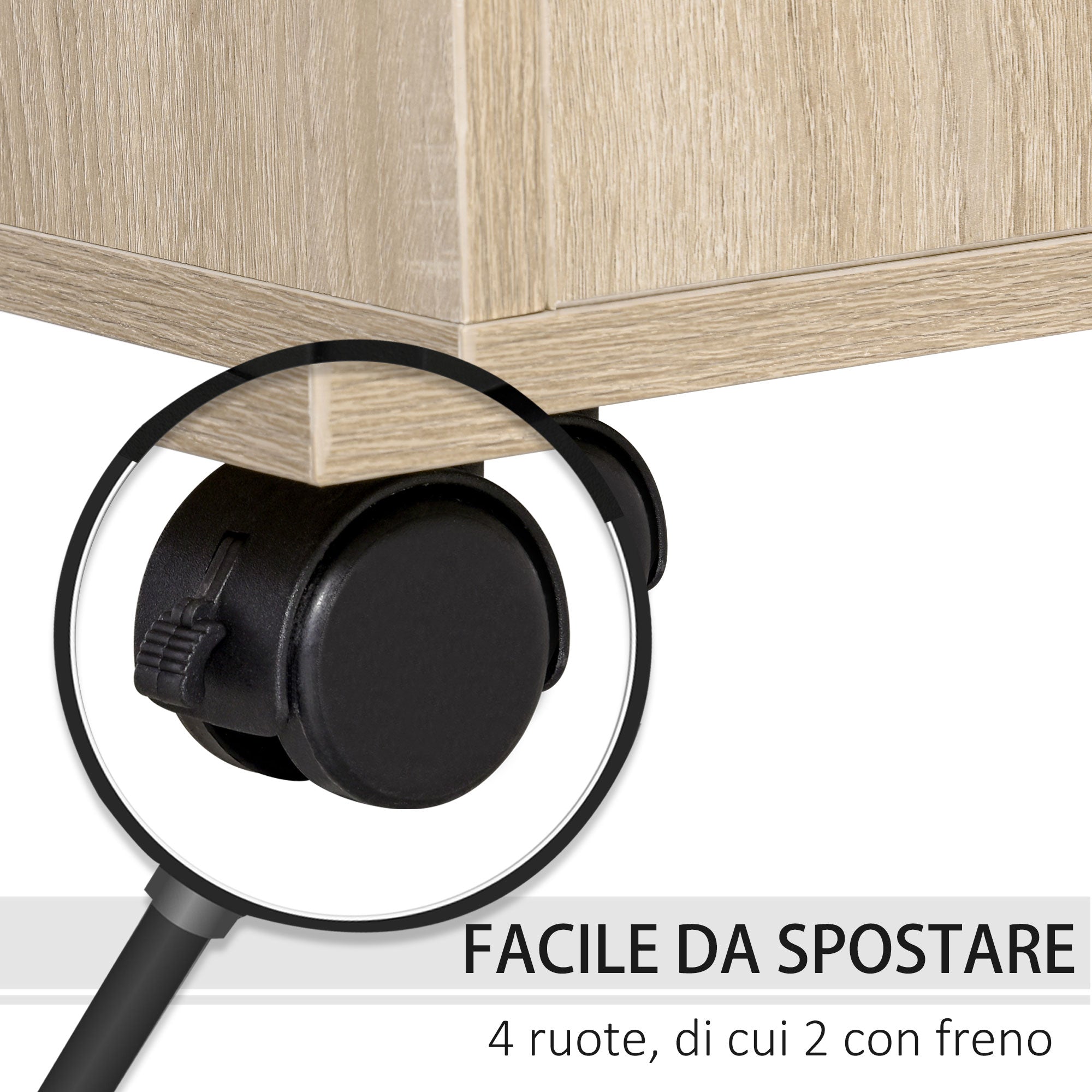 EasyComfort Mobile multiuso con 4 Ruote, Rovere, 80x40x72cm