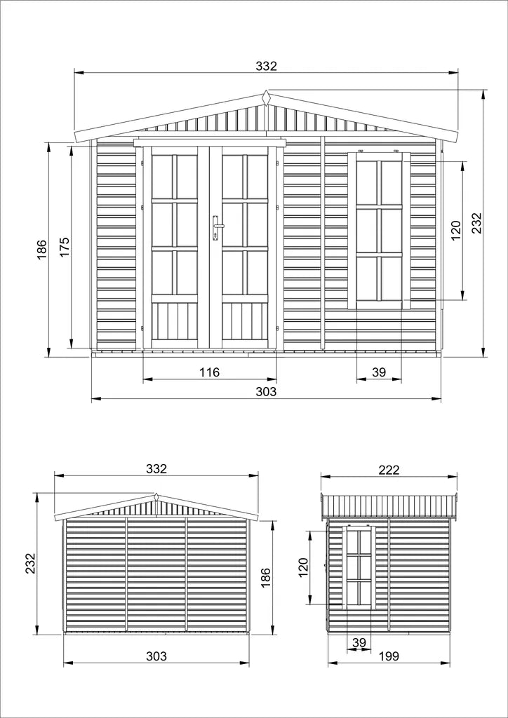 Casetta da giardino  - 6m2 - con tegole bituminose - TIMBELA M334FB+H334FBBLACK