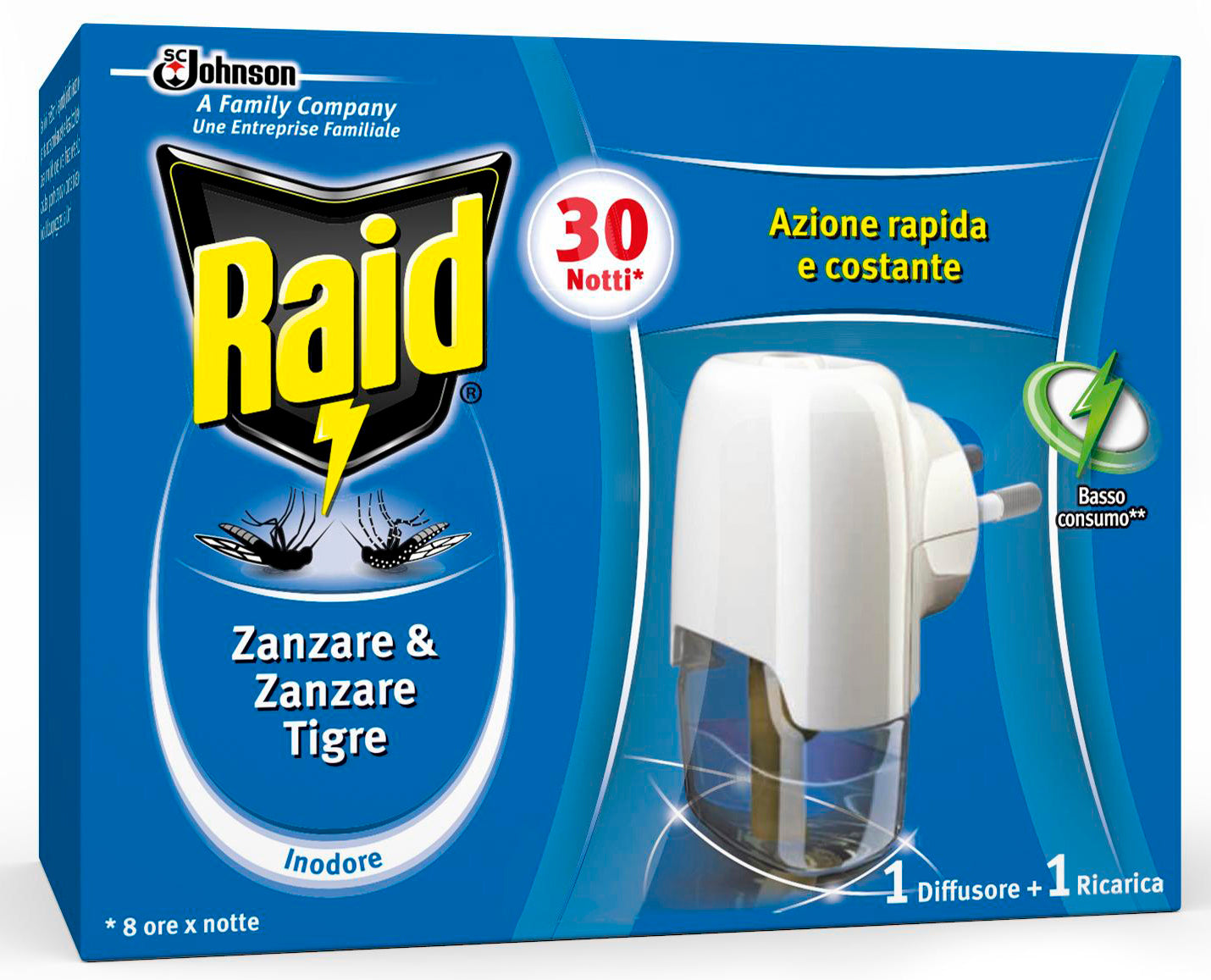 RAID ELETTROEMANATORE + LIQUIDO 30 NOTTI S.C.JOHNSON ITALY PZ 12,0