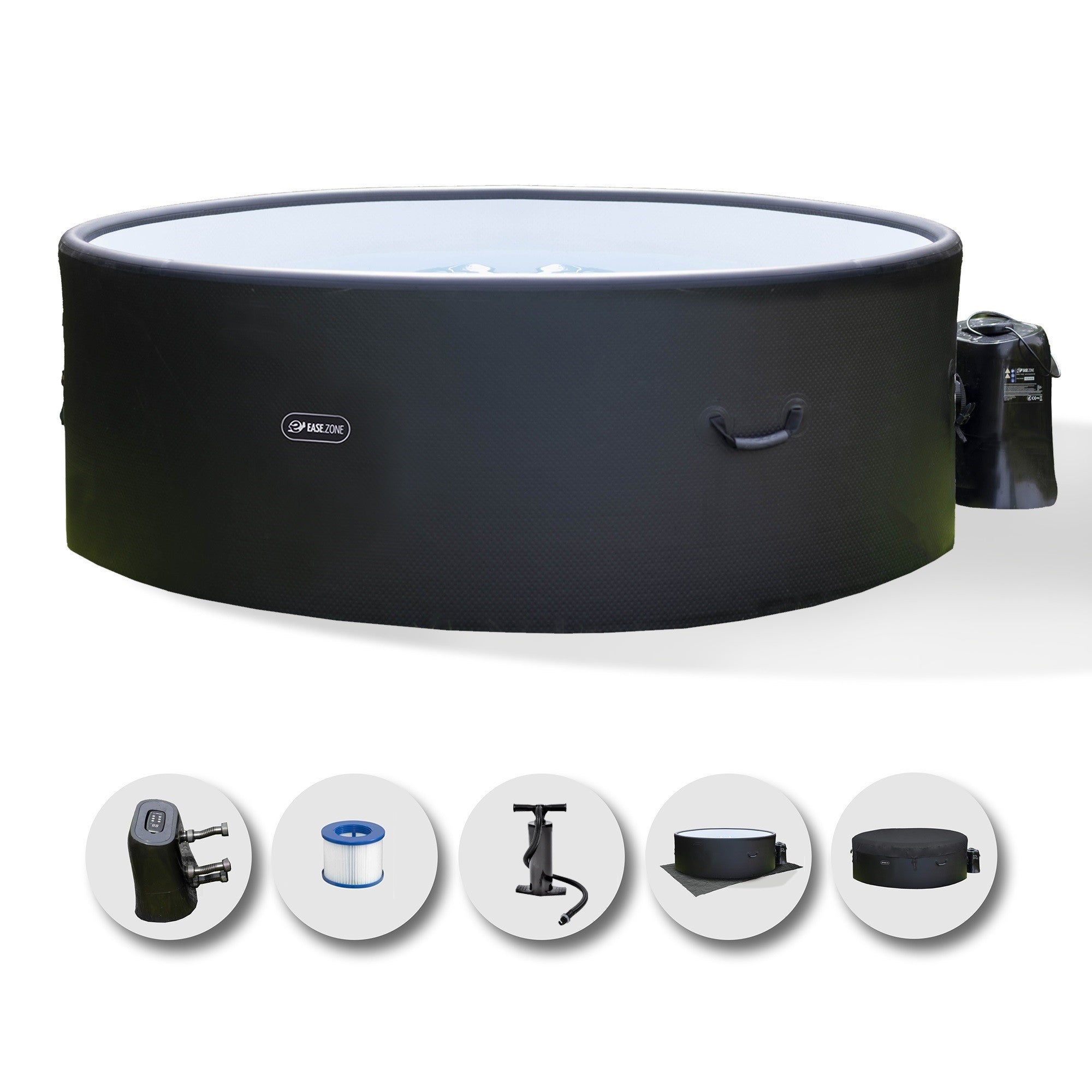 Spa Idro Gonfiabile Drop-Stitch Riscaldata 4-6Pax EASE.ZONE Rotonda 180x65cm 1120L Pompa600W Telecomando 7150046