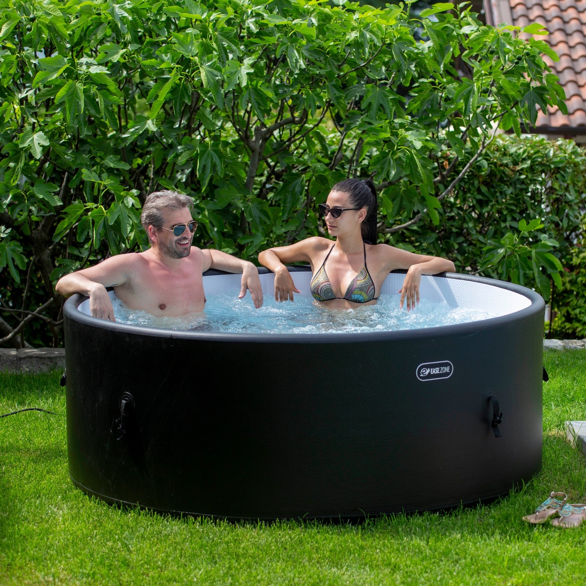 Spa Idro Gonfiabile Drop-Stitch Riscaldata 4-6Pax EASE.ZONE Rotonda 180x65cm 1120L Pompa600W Telecomando 7150046