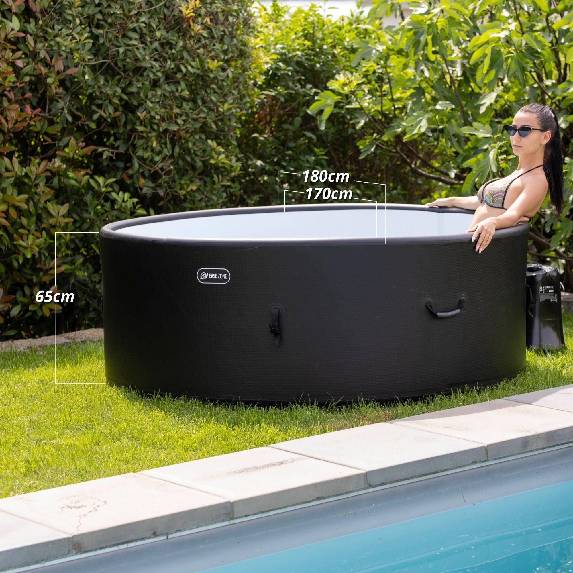 Spa Idro Gonfiabile Drop-Stitch Riscaldata 4-6Pax EASE.ZONE Rotonda 180x65cm 1120L Pompa600W Telecomando 7150046