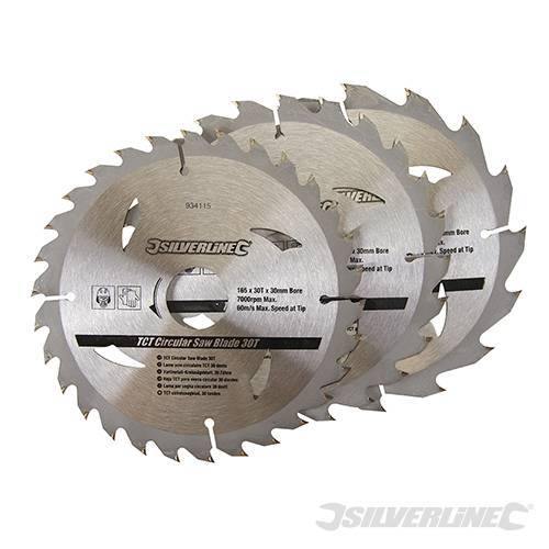 Lame per sega circolare in TCT 16, 24, 30 denti 3 p.zi pe legno silverline - 135 x 12,7 - 10 mm