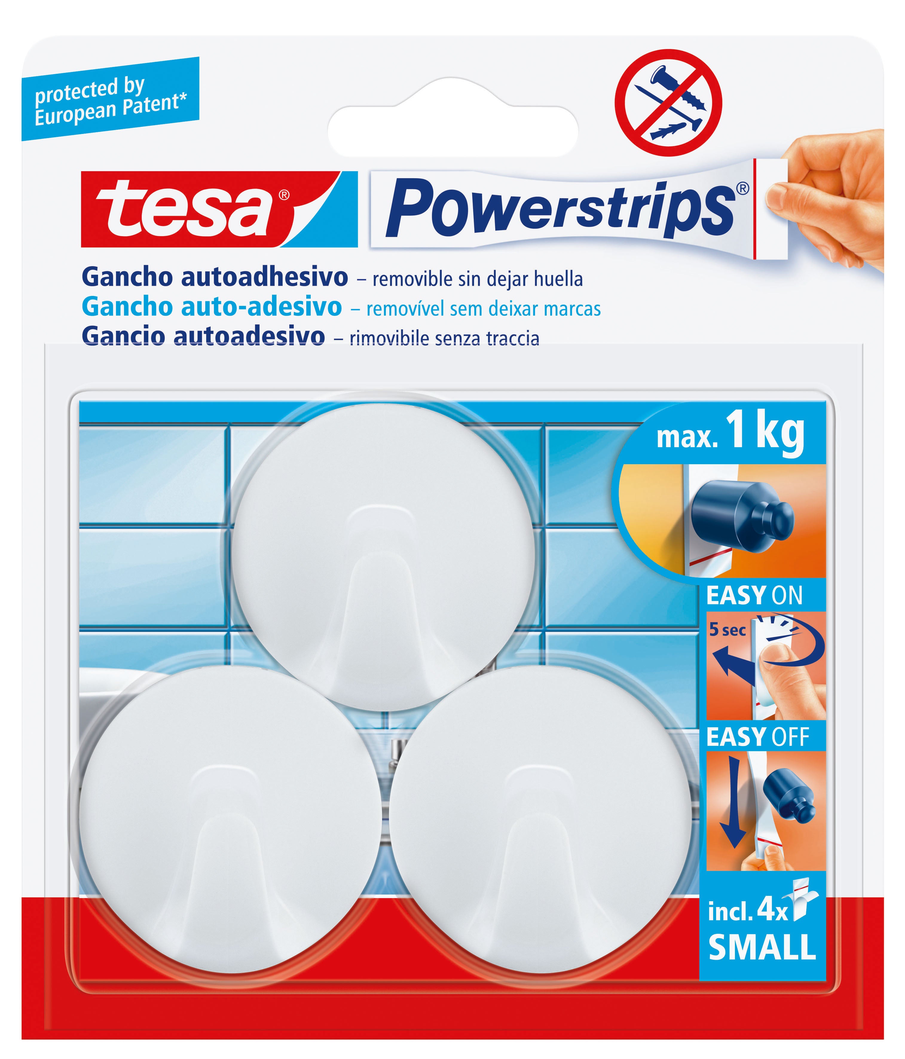 TESA POWERSTRIPS 3 GANCI TONDI BIANCHI TESA CF 6,0